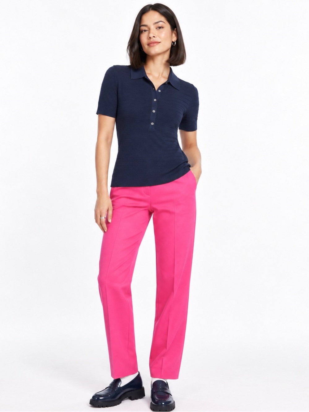 Banana Republic NWT Size L Navy Textured Knit Polo Top